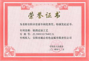 安陽(yáng)市首屆專(zhuān)利優(yōu) 秀獎